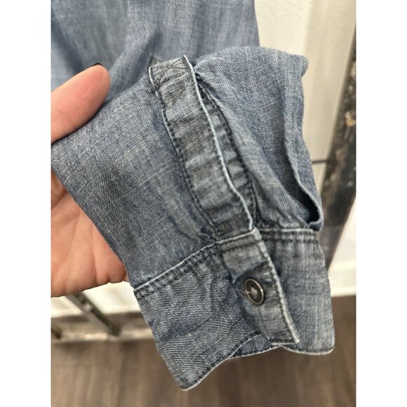 J Jill Blue Chambray Denim Style Long Sleeve Tunic shirt Size Small Casual - Picture 6 of 6